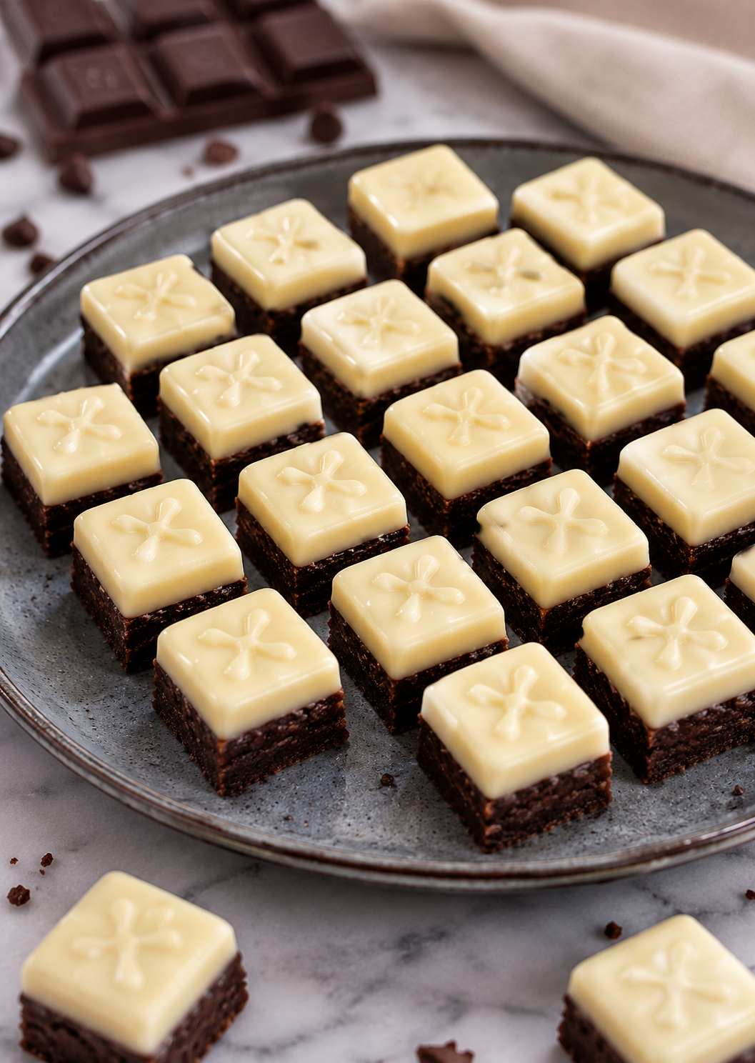 ריבועי בראוניז מצופים שוקולד לבן🍫